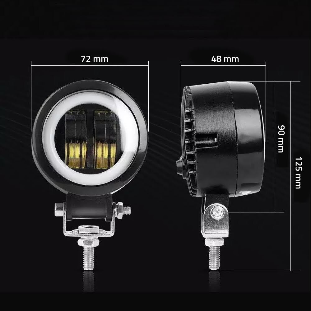 Par faróis LED auxiliares halo com suportes interruptor moto trail