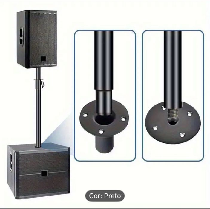 Suporte de alto falante metalica com altura ajustavel