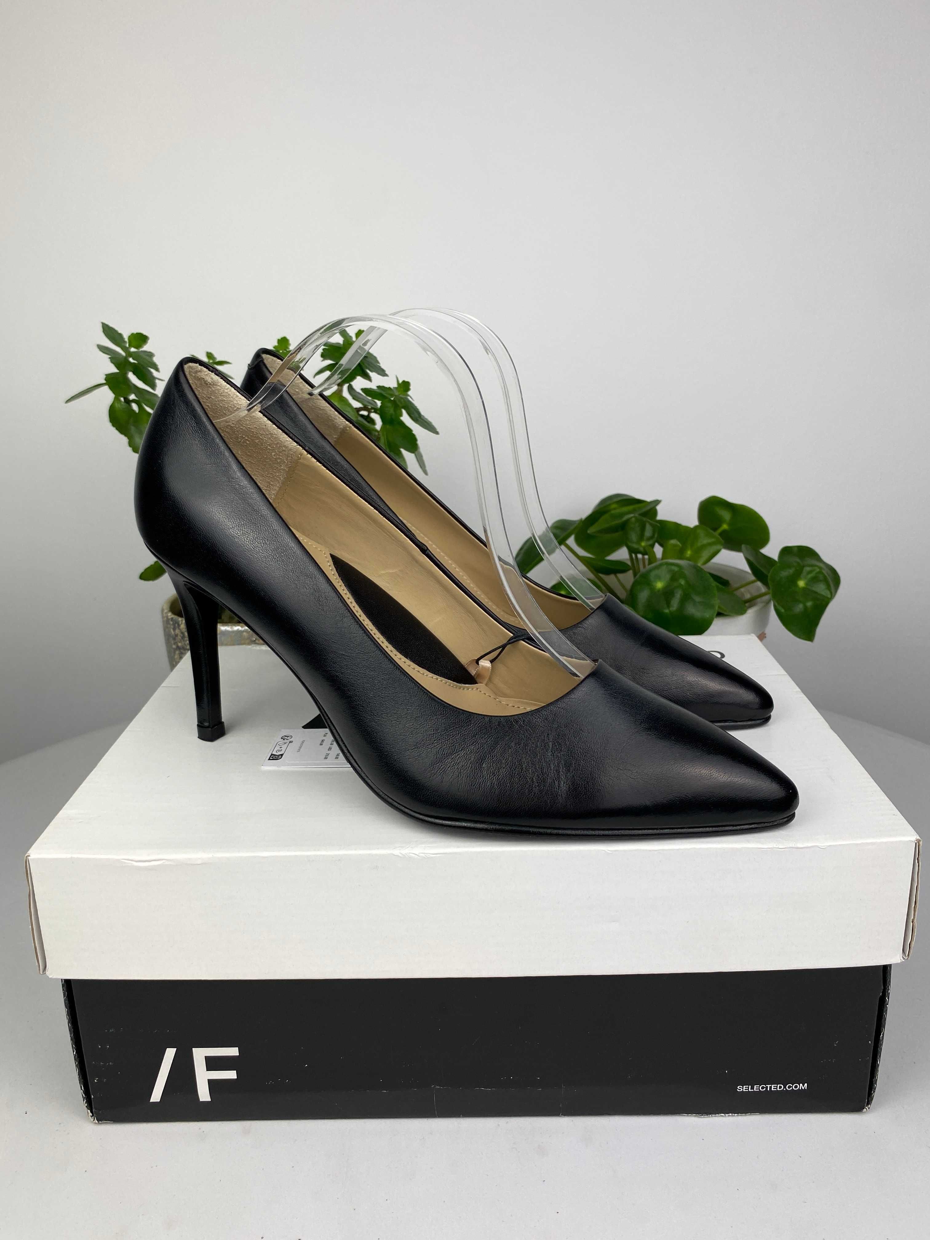 czarne buty czółenka szpilki selected femme slfgemma r. 41 n107