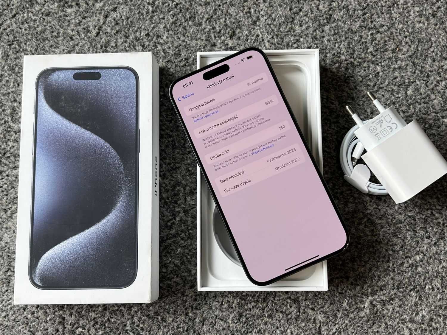 iPhone 15 Pro Max 512GB TITANIUM BLUE Niebieski Bateria 99% FV23% brut