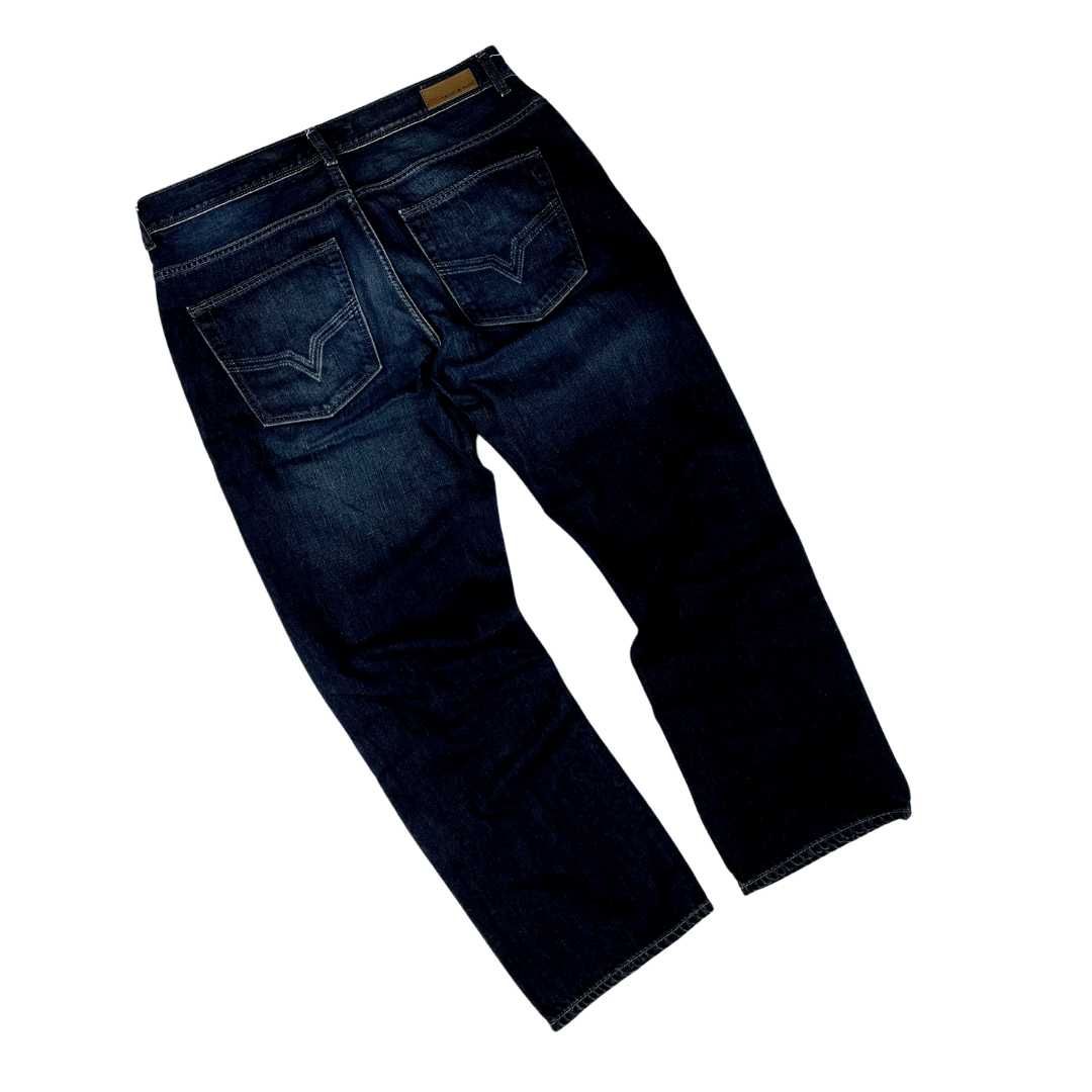 DKNY navy faded spodnie jeansowe denim (L/XL) streetwear