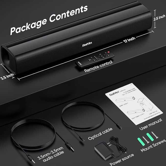 Soundbar Saiyin do telewizora, 40-watowy mały soundbar,  Bluetooth 5.3