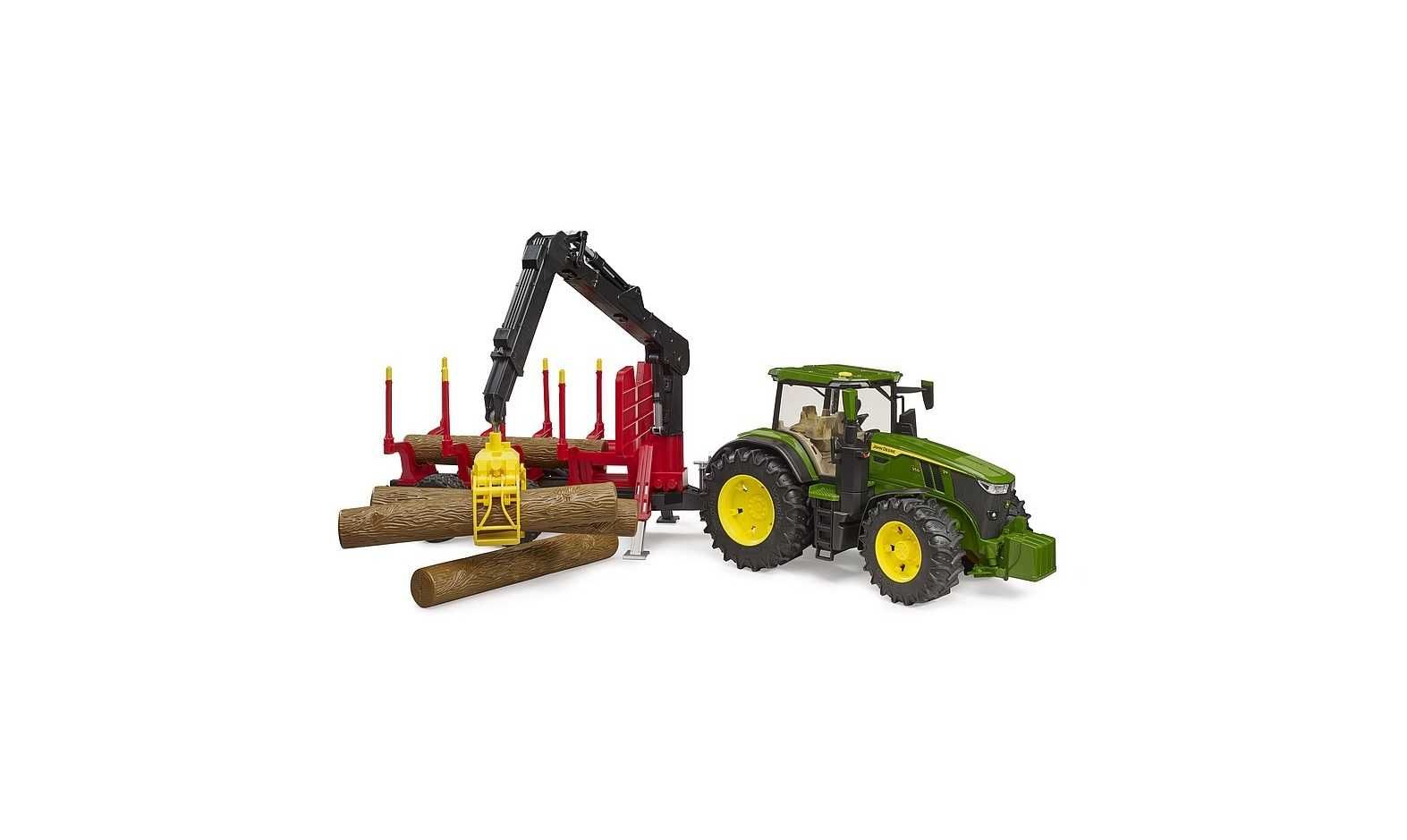 Prezent Bruder John Deere 7R 350 z przyczepą do przewozu drzew ZABAWKA