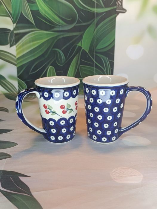 *Kubek ceramiczny Bolesławiec smukły Delta 0.3L.zestaw  Bolesławiec