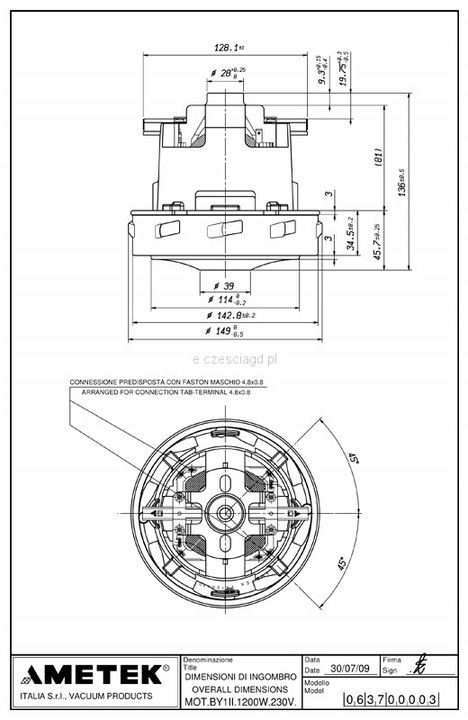 Oryginalny Silnik Turbina Motor Karcher Puzzi 8/1c