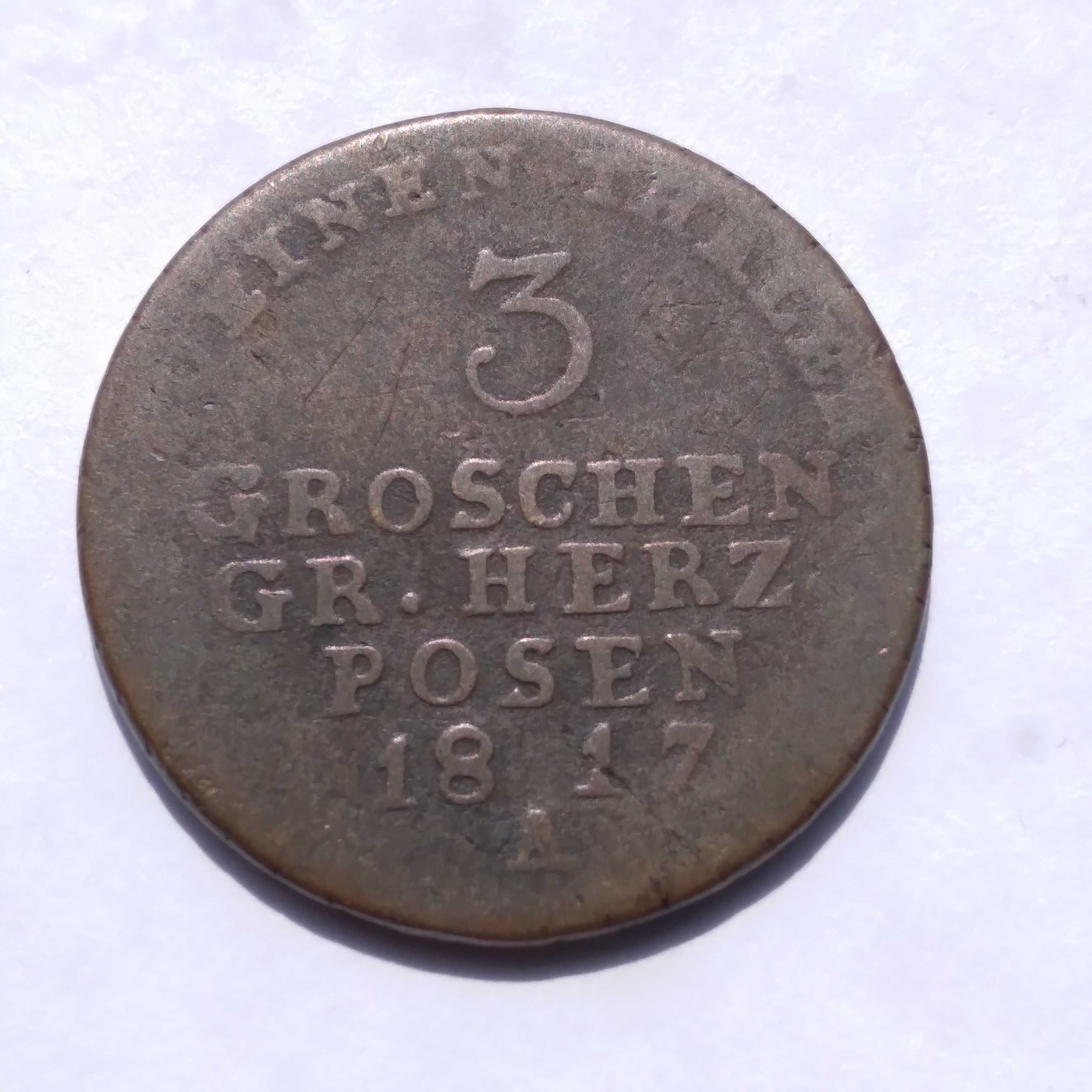 3 grosze 1817 A, Księstwo Poznańskie, rzadszy rocznik