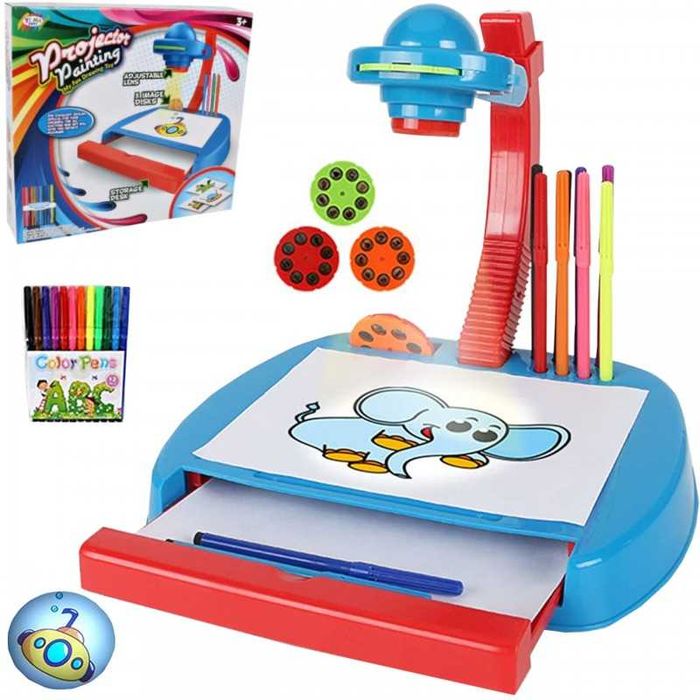 #888 Niebieski projektor do rysowania szuflada mazaki 4 in 1