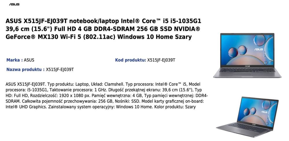 Laptop ASUS X515JF-EJ039T notebook/laptop IntelCore i5