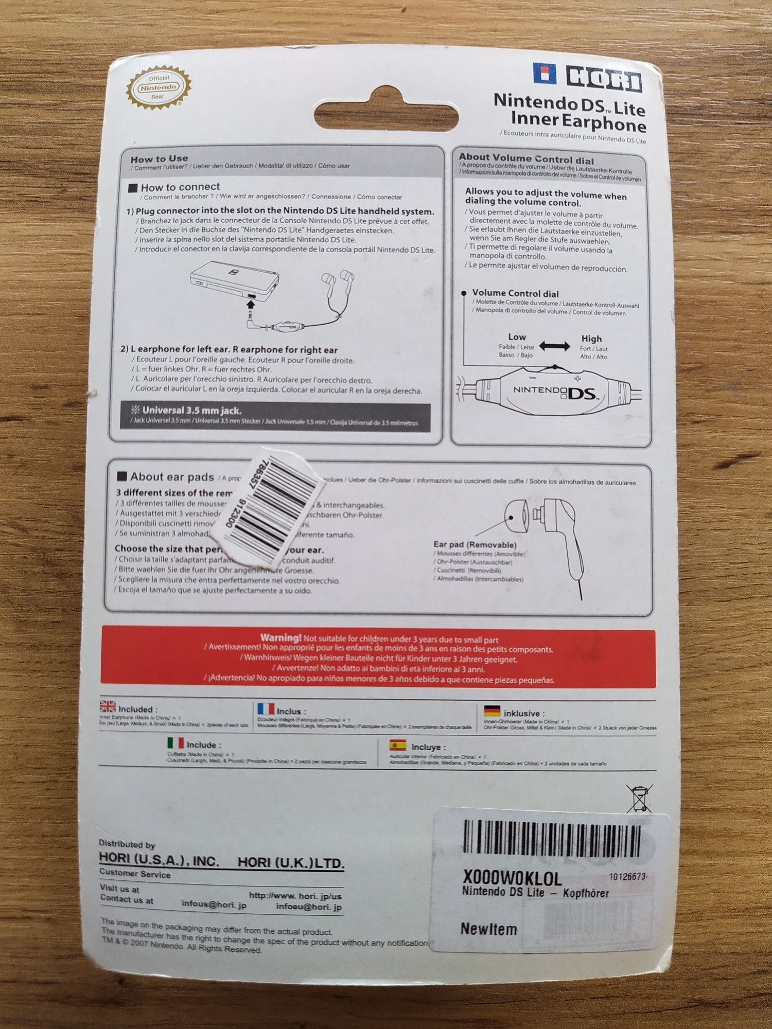 Nintendo DS Hori Oficjalne słuchawki wewnętrzne DS Lite (Nintendo DS).