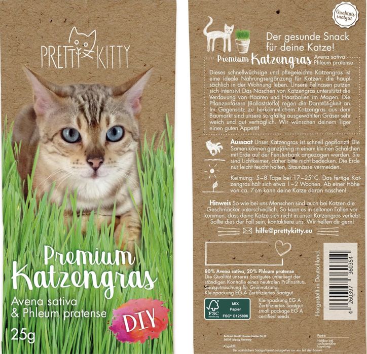Набір насіння для пророщування, для котиків, Pretty Kitty.