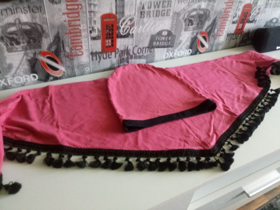 Piękny komplet czapka chusta różowy dresówka wiosenny