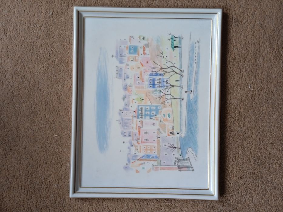 Estampa/pintura a guache Carlos Botelho