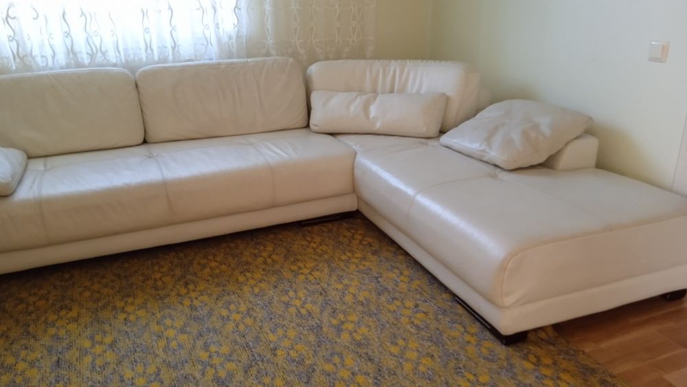 Диван шкіряний кожаный білий кутовий бу Богородчани Франківськ