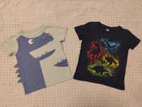 2x t-shirt chłopięcy z dinozaurami r.98/104 Dopodopo