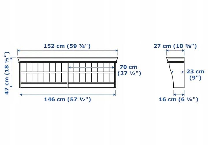 Zestaw mebli do salonu Ikea Liatorp biały - kredens, witryna, regał