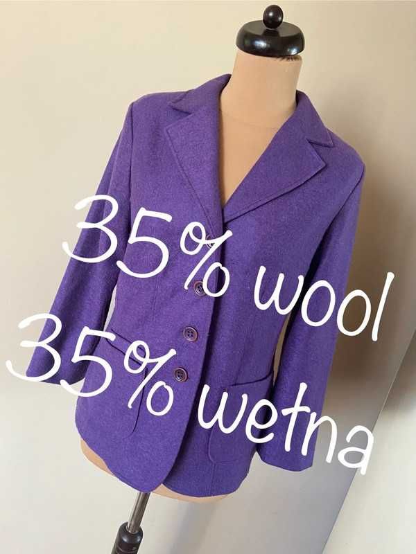 Sommermann zakiet marynarka wełna wool fiolet purpura l xl 42 40