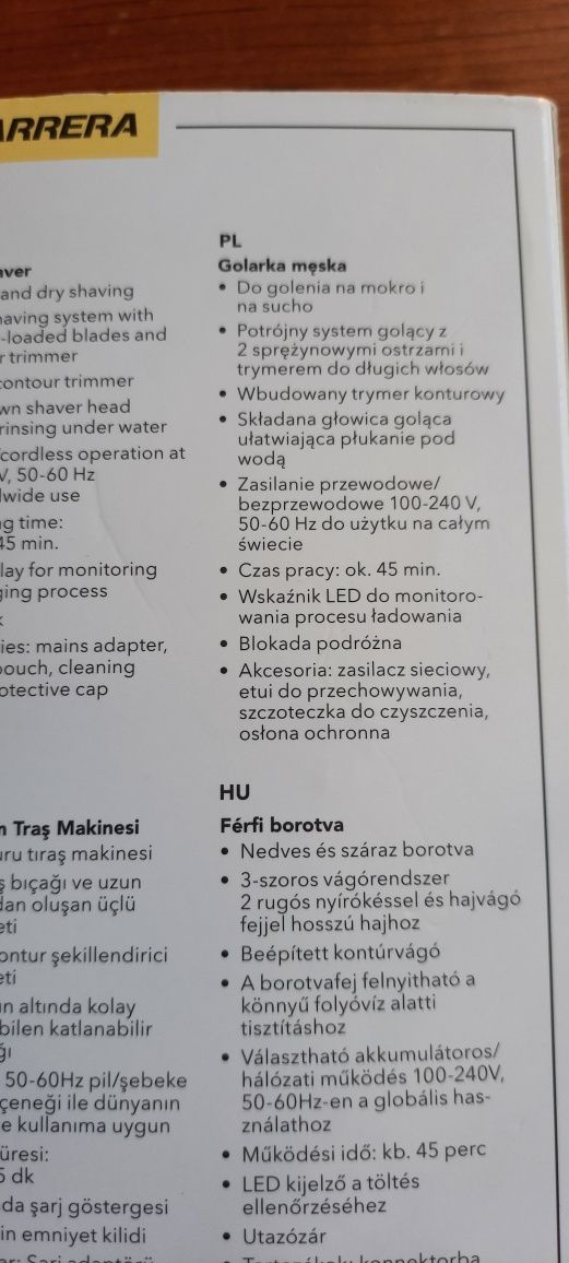 Golarka męska Carrera.