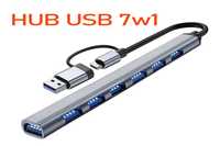 HUB USB C A 3.0 rozgałęźnik rozdzielacz 7 portów 7x USB