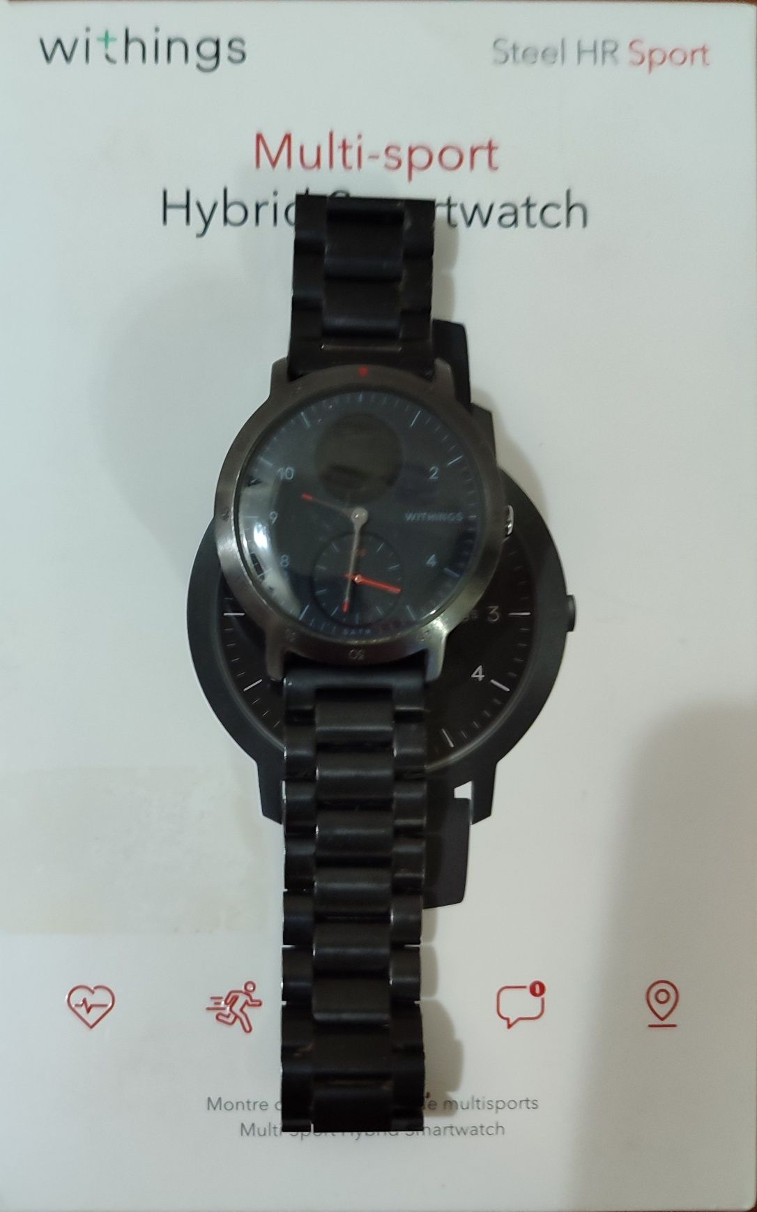 Гібридний Смарт-годинник WITHINGS Steel HR Sport Watch 40mm Black