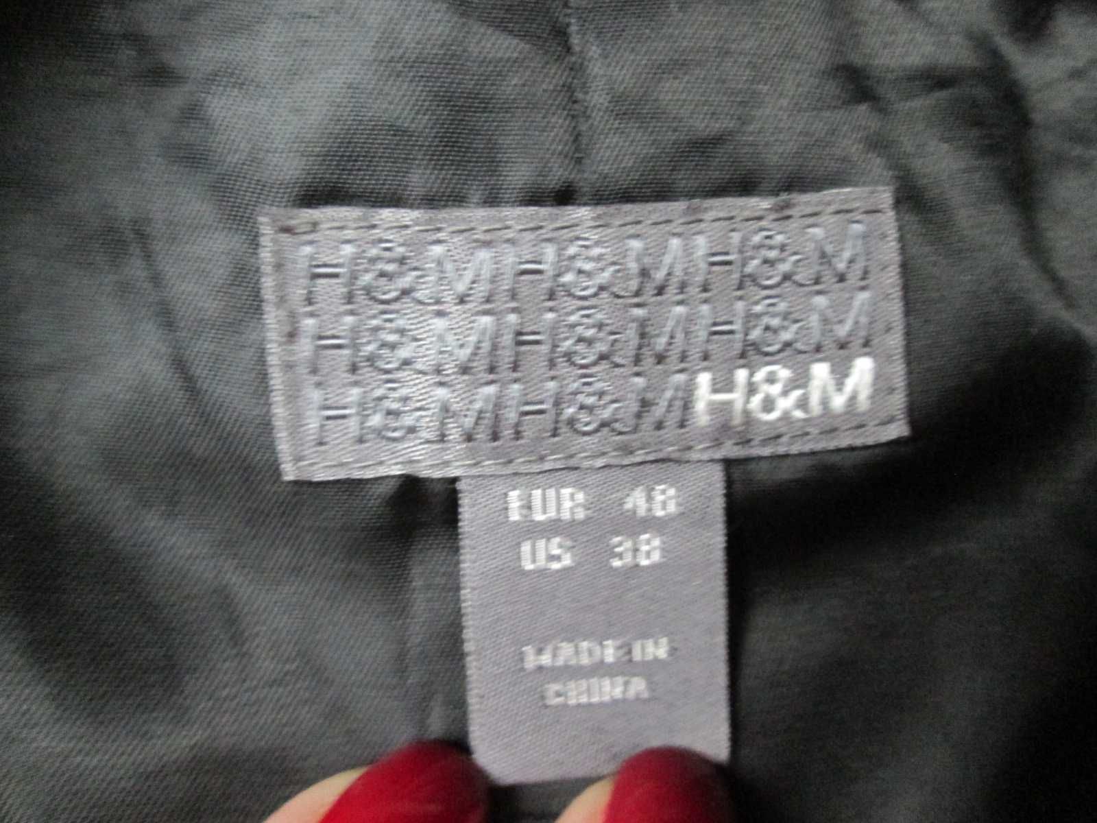 H&M czarna w prążki lniana męska marynarka len bawełna jak nowa 48 M