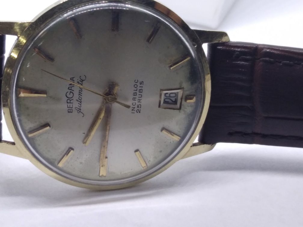 Złoty męski zegarek Bergamasco Automatic 25 Rubis incabloc złoto 585