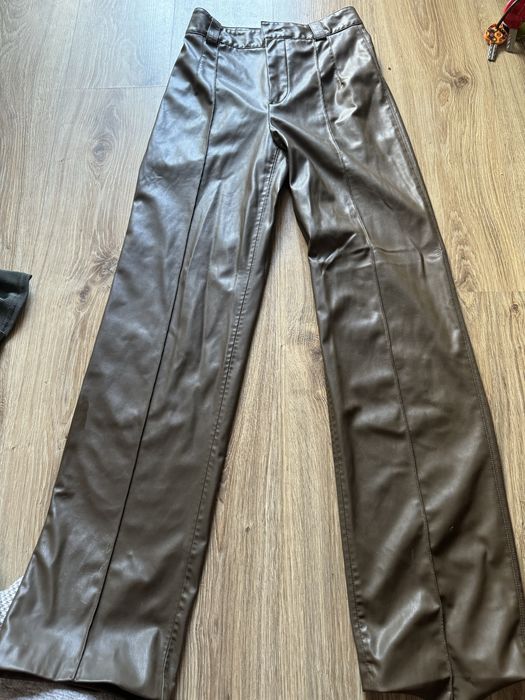 Штани брюки зара zara шкіряні кожаные