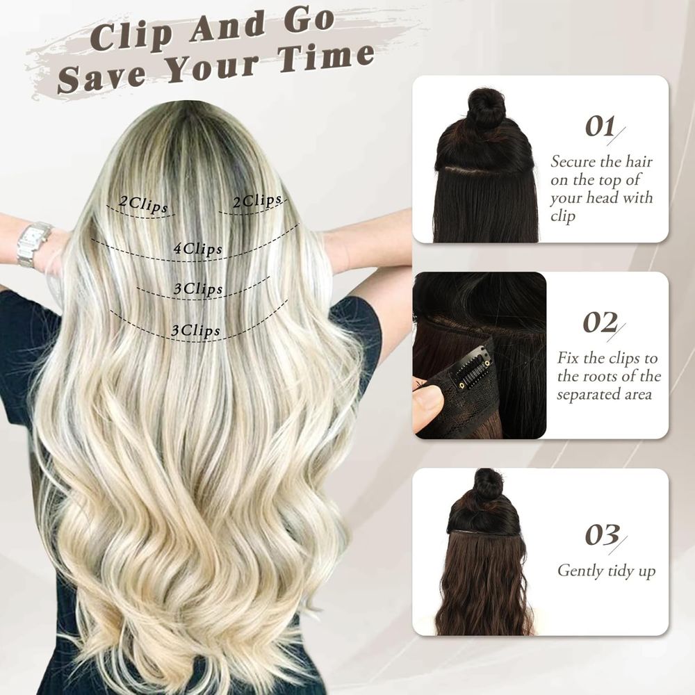 Pasma syntetyczne blond BARSDAR clip in 50 cm