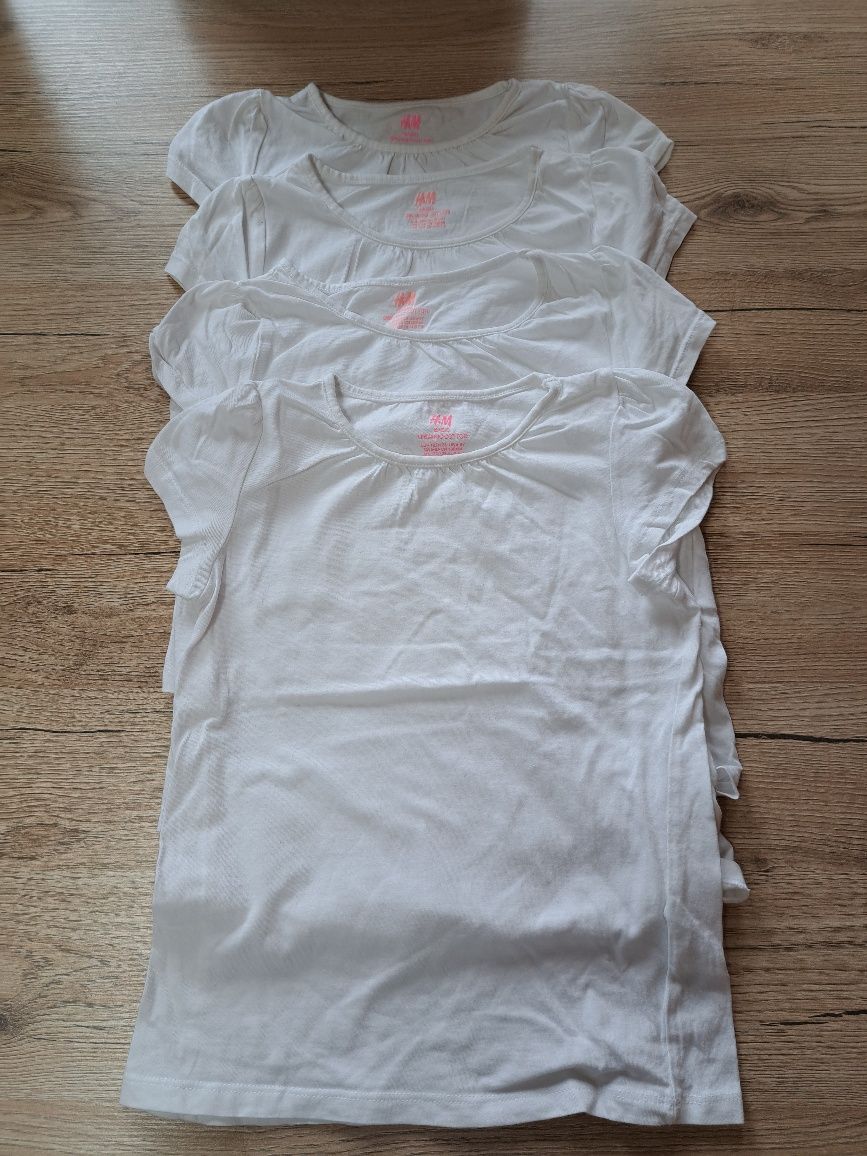 5 białych t-shirtów 122/128, stan bdb H&M plus spódniczki