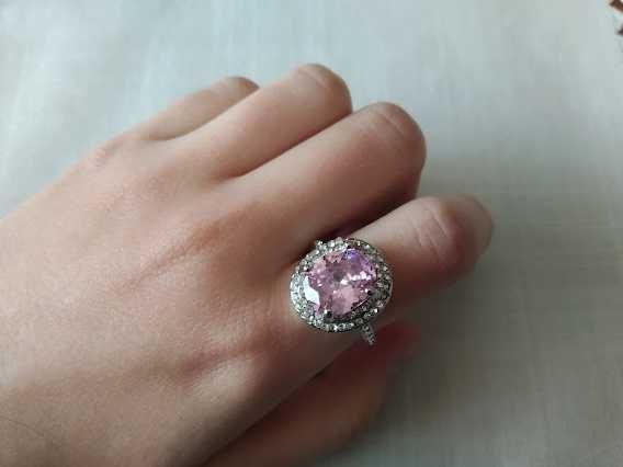 (NOVO, PORTES GRÁTIS) Anel de Prata 925 com Safira Rosa