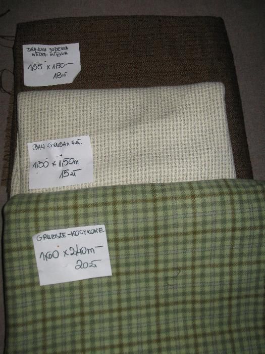 Tkaniny materiały kupony tanio bawełny wełny inne