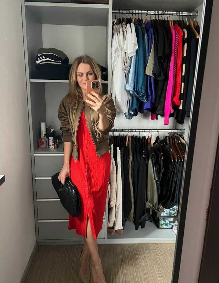 H&M śliczna długa MIDI maxi czerwona sukienka M