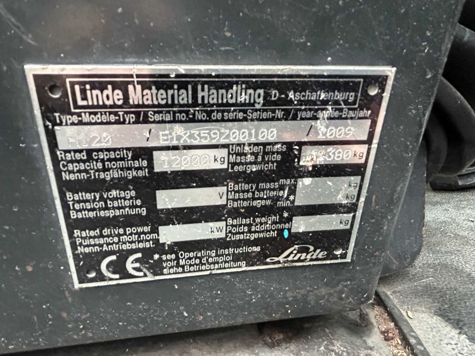 Wózek widłowy Linde  H120D 12TON maszt STANDARD -2009 r