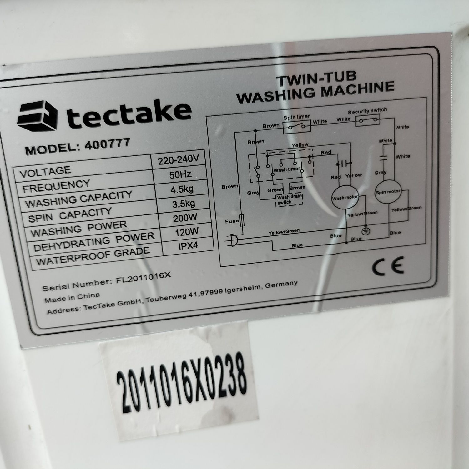 Mini pralka Tectake 400777 z wirówką