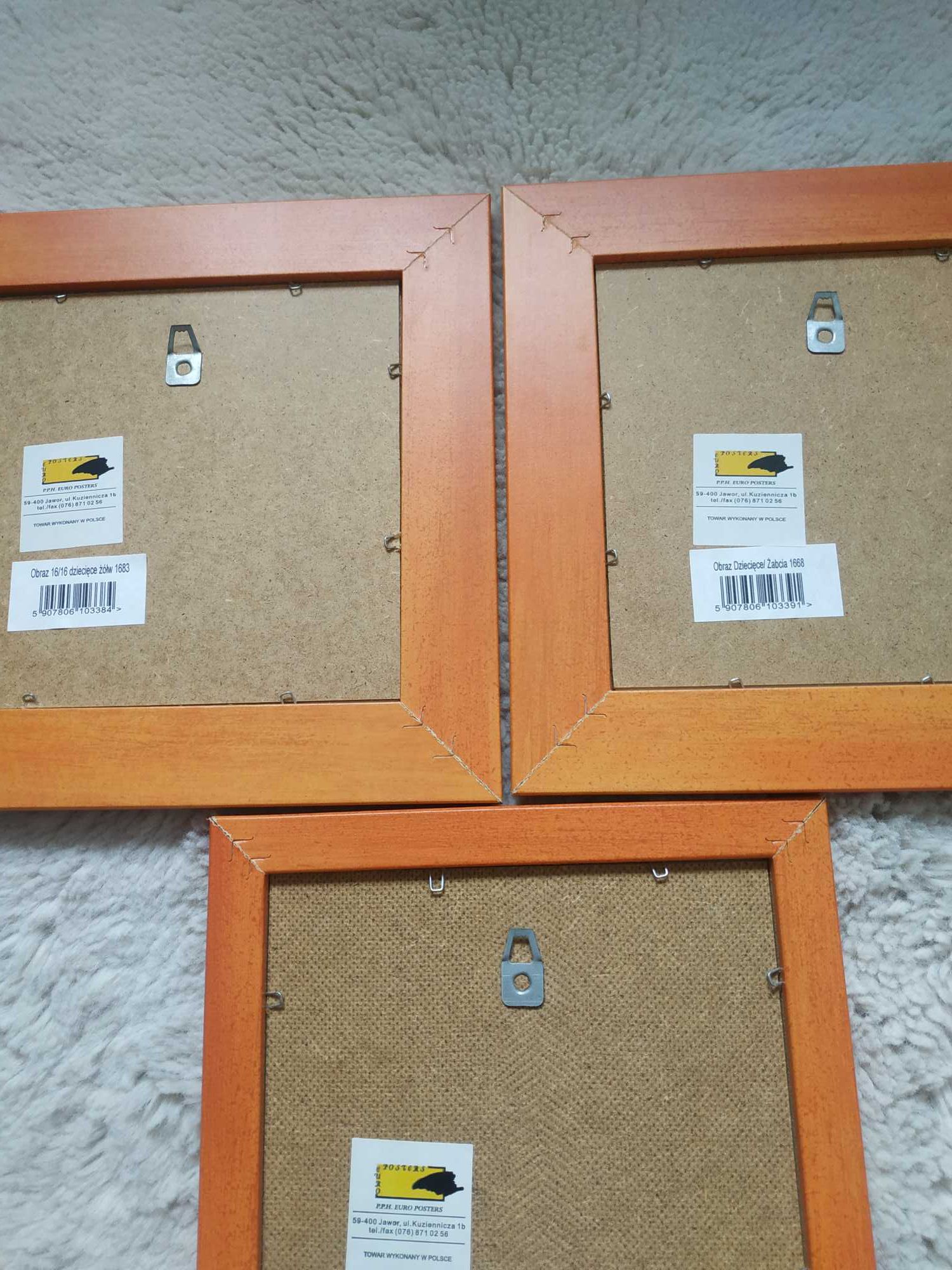 trzy obrazki ze zwierzętami dla dziecka wystrój pokoju