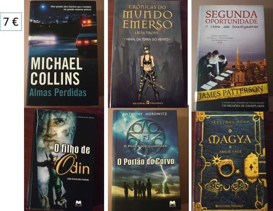 Livros de receitas, saúde, clássicos, policiais