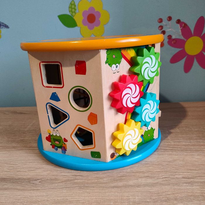 Drewniana Duża Kostka Edukacyjna 8w1 Sorter Wieża