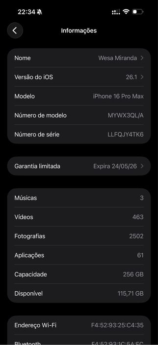 Iphone 16 Pro Max- 256GB| Bateria 100%|Garantia até 05/2026|Impecável