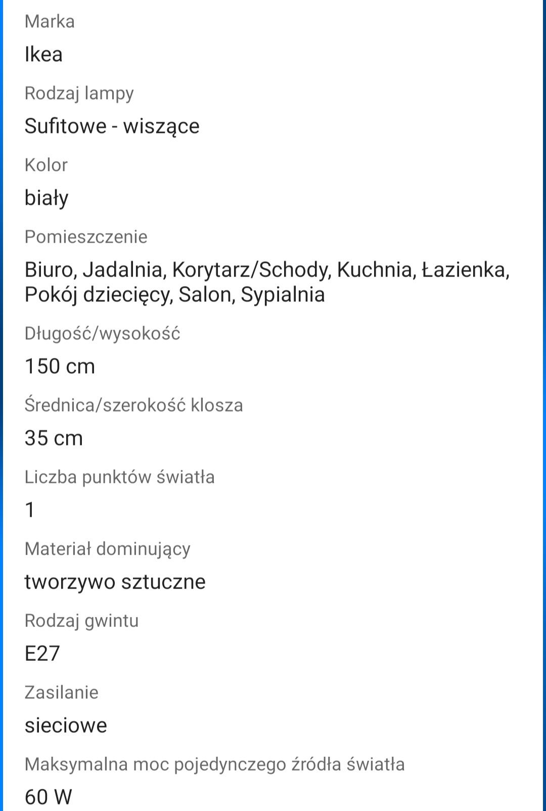 Lampa Ikea srebrna odbiór osobisty