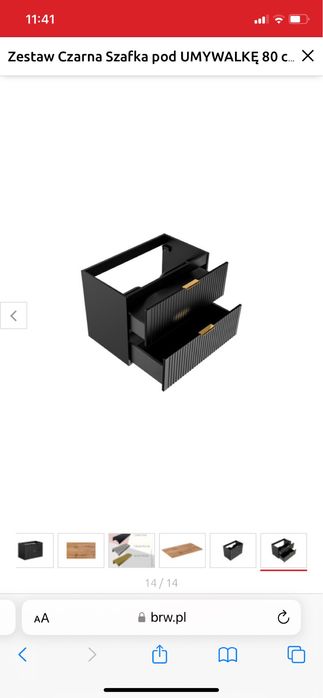 Szafka łazienkowa 80 cm czarny Ryflowany front, drewniany blat x 2