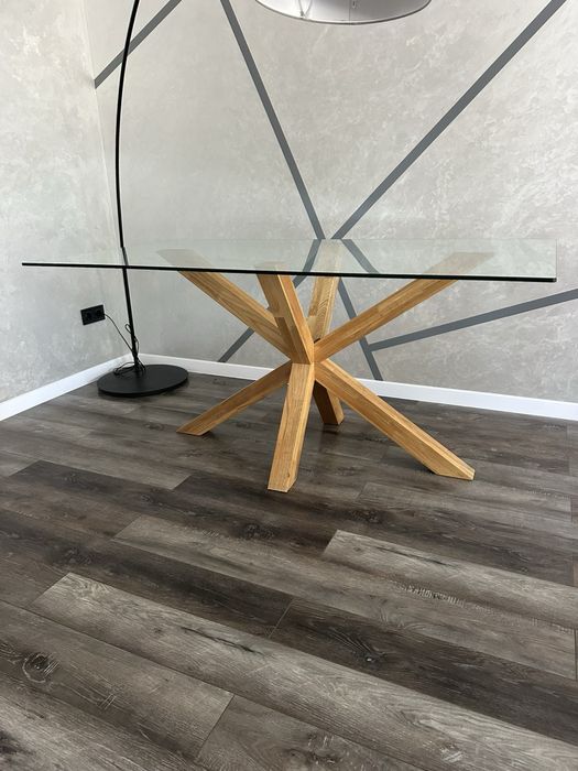 Стіл обідній Дуб/скло 160/90 см