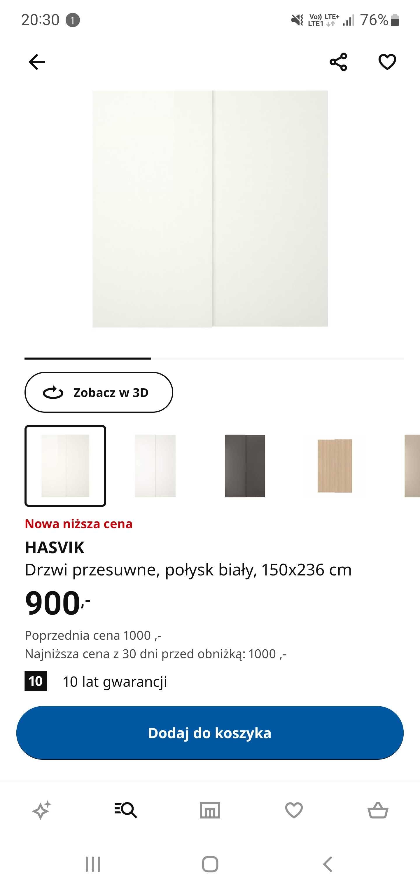 Drzwi przesuwne IKEA Hasvik