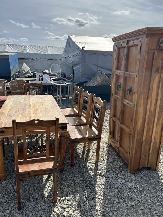 Zestaw komplet debowy z krzywymi nogami