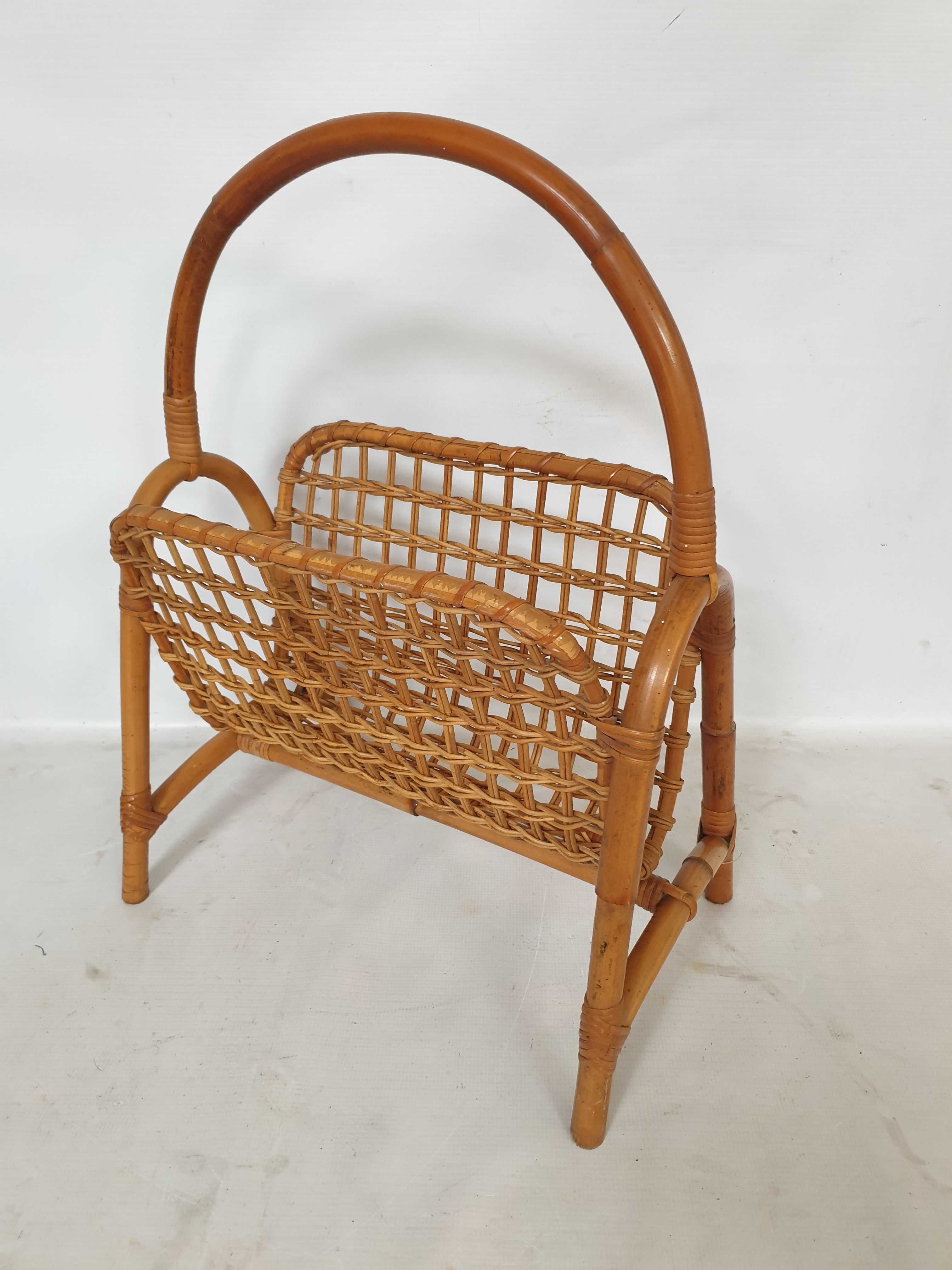 gazetnik kosz bambusowy vintage masywny