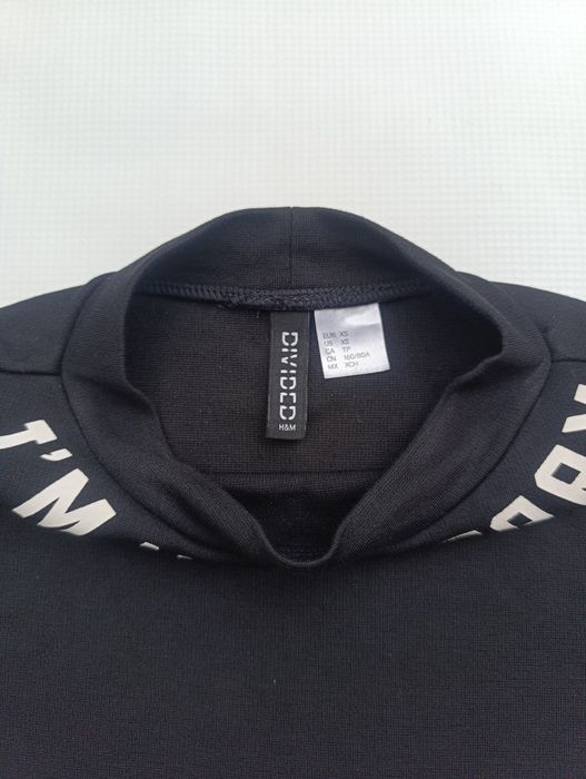 Czarny t-shirt H&M XS damski półgolf krótki