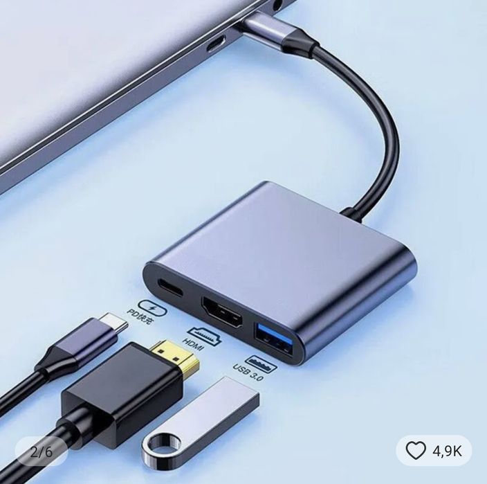 Продам перехідник usb 3.1-C адаптер  MULTIPORT