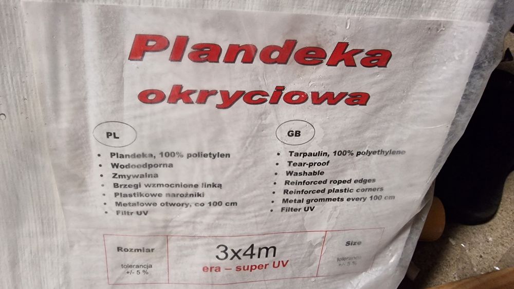 Plandeka okryciowa  3x4 nowa 4 szt.
