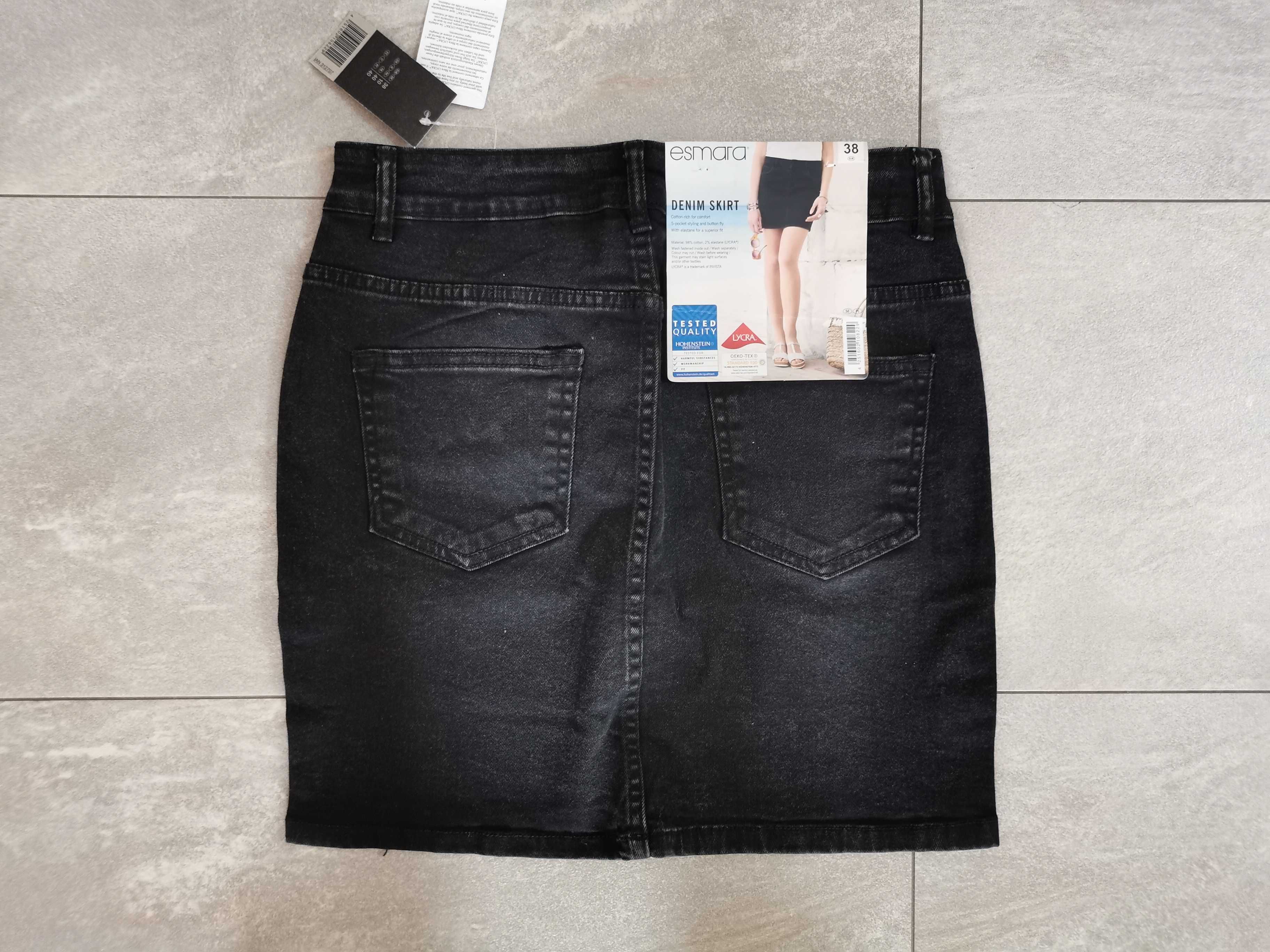 Nowa Spódnica Esmara 36 38 jeansowa S M czarna denim jeans krótka mini