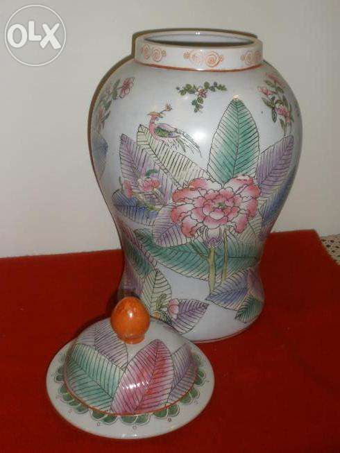 80,00-Pote/Jarrra Grande Em Porcelana Chinesa Motivo Floral