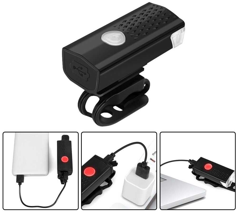 Lampa rowerowa przód tył led latarka usb mocna światło na rower