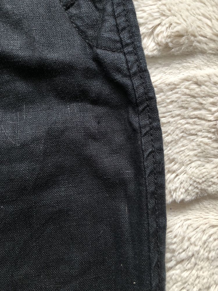 100% лён H&M Basic Pants (M) 32 размер штаны брюки на утяжках мужские